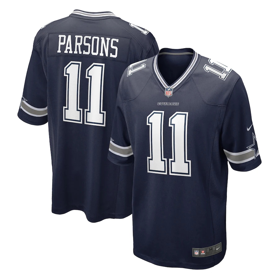Custom Mens Dallas Cowboys 11 Micah Parsons Nike Navy 2021 NFL Draft First Round Pick Game Jersey